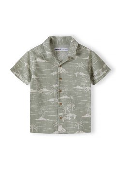 Lniana zielona koszula chłopięca z krótkim rękawem- palmy ze sklepu 5.10.15 w kategorii Koszule chłopięce - zdjęcie 170964301
