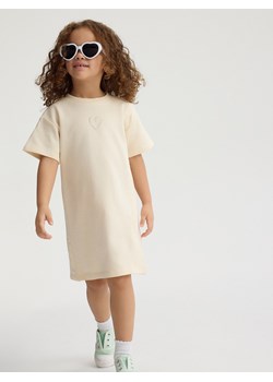 Reserved - Bawełniana sukienka z haftem - kremowy ze sklepu Reserved w kategorii Sukienki dziewczęce - zdjęcie 170965750