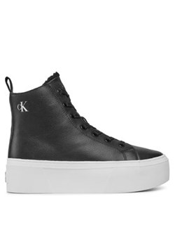Calvin Klein Jeans Sneakersy Cupsole Flatform Mid Wl Lth Wn YW0YW01180 Czarny ze sklepu MODIVO w kategorii Trampki damskie - zdjęcie 170968200