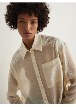 Reserved - Koszula z lyocellu z cekinami - złamana biel ze sklepu Reserved w kategorii Koszule damskie - zdjęcie 170971170