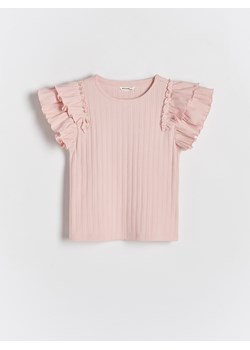 Reserved - T-shirt z falbankami na rękawach - brudny róż ze sklepu Reserved w kategorii Bluzki dziewczęce - zdjęcie 170971222