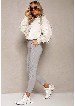 Jasnoszare Spodnie z Gumką w Talii i Wiązaniem Fastar ze sklepu Renee odzież w kategorii Spodnie damskie - zdjęcie 170973162