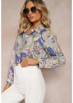 Niebiesko-Fioletowa Klasyczna Koszula w Abstrakcyjny Print Hastar ze sklepu Renee odzież w kategorii Koszule damskie - zdjęcie 170973212