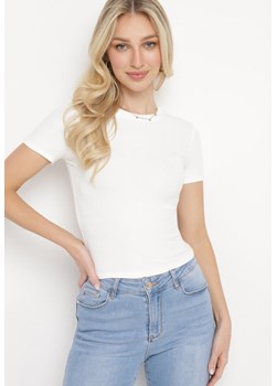 Biały Bawełniany T-shirt Elastyczny Lireanne ze sklepu Born2be Odzież w kategorii Bluzki damskie - zdjęcie 170973244