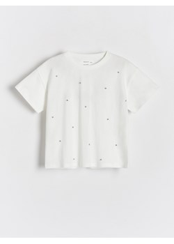 Reserved - T-shirt z aplikacją - biały ze sklepu Reserved w kategorii Bluzki dziewczęce - zdjęcie 170977222