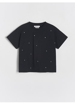 Reserved - T-shirt z aplikacją - czarny ze sklepu Reserved w kategorii Bluzki dziewczęce - zdjęcie 170977224