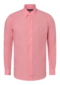 Polo Ralph Lauren Męska koszula lniana Mężczyźni Regular Fit len wyrazisty róż jednolity button down ze sklepu vangraaf w kategorii Koszule męskie - zdjęcie 170977883