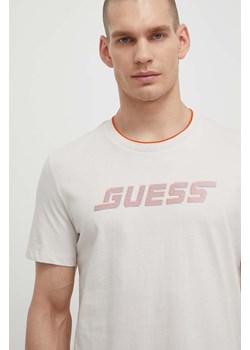 Guess t-shirt bawełniany EGBERT męski kolor beżowy z nadrukiem Z4GI11 I3Z14 ze sklepu ANSWEAR.com w kategorii T-shirty męskie - zdjęcie 170979421