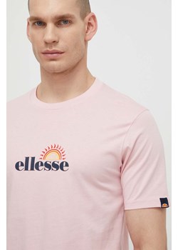 Ellesse t-shirt bawełniany Trea T-Shirt męski kolor różowy z nadrukiem SHV20126 ze sklepu ANSWEAR.com w kategorii T-shirty męskie - zdjęcie 170979452