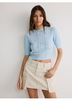 Reserved - Dzianinowa bluzka - jasnoniebieski ze sklepu Reserved w kategorii Swetry damskie - zdjęcie 170980653