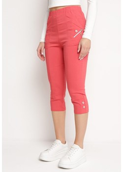 Różowe Spodnie 3/4 z Elastyczną Gumką w Pasie i Suwakami Leazira ze sklepu Born2be Odzież w kategorii Spodnie damskie - zdjęcie 170982154