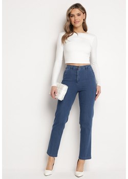 Granatowe Spodnie Regular o Klasycznym Fasonie z Kieszeniami Laburna ze sklepu Born2be Odzież w kategorii Spodnie damskie - zdjęcie 170982161