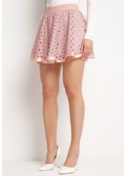 Różowa Ażurowa Krótka Spódnica z Gumką w Pasie Unisona ze sklepu Born2be Odzież w kategorii Spódnice - zdjęcie 170982571