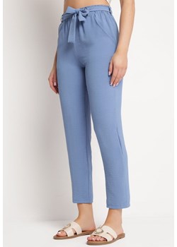 Niebieskie Spodnie z Wiązaniem w Stylu Paperbag  Castaria ze sklepu Born2be Odzież w kategorii Spodnie damskie - zdjęcie 170982643