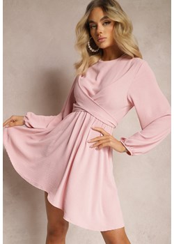 Różowa Sukienka Rozkloszowana z Gumką w Pasie Thelo ze sklepu Renee odzież w kategorii Sukienki - zdjęcie 170983110