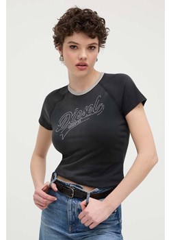 Diesel t-shirt damski kolor szary ze sklepu ANSWEAR.com w kategorii Bluzki damskie - zdjęcie 170989261
