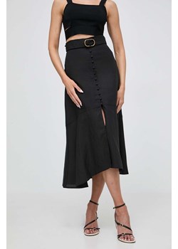Twinset spódnica z domieszką lnu kolor czarny midi prosta ze sklepu ANSWEAR.com w kategorii Spódnice - zdjęcie 170989711