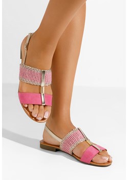 Fuksjowe sandały płaski Almita ze sklepu Zapatos w kategorii Sandały damskie - zdjęcie 170990393