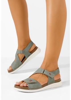 Zielone sandały damskie płaskie Metina ze sklepu Zapatos w kategorii Sandały damskie - zdjęcie 170990412