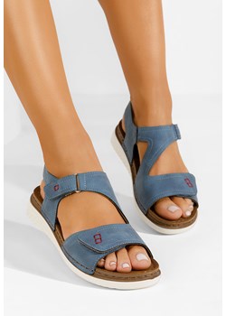 Niebieskie sandały damskie płaskie Metina ze sklepu Zapatos w kategorii Sandały damskie - zdjęcie 170990413