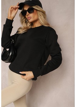 Czarna Bluza o Klasycznym Fasonie z Polarowym Wykończeniem Axena ze sklepu Renee odzież w kategorii Bluzy damskie - zdjęcie 170992254