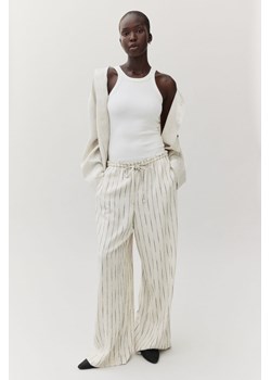 H & M - Szerokie spodnie z domieszką lnu - Biały ze sklepu H&M w kategorii Spodnie damskie - zdjęcie 170993471