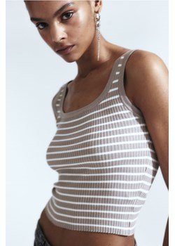 H & M - Dzianinowy top bez rękawów - Brązowy ze sklepu H&M w kategorii Bluzki damskie - zdjęcie 170993492