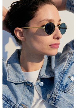 H & M - Owalne okulary przeciwsłoneczne - Złoty ze sklepu H&M w kategorii Okulary przeciwsłoneczne damskie - zdjęcie 170993503