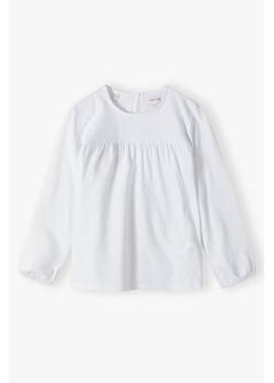 Bawełniana elegancka biała bluzka dla dziewczynki - długi rękaw ze sklepu 5.10.15 w kategorii Bluzki dziewczęce - zdjęcie 171001332