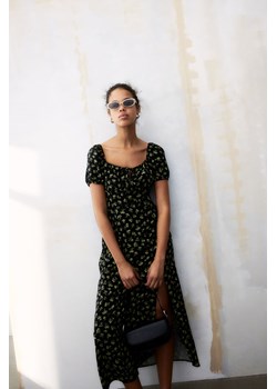 H & M - Sukienka midi z bufiastym rękawem - Czarny ze sklepu H&M w kategorii Sukienki - zdjęcie 171004190
