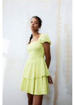 H & M - Falbaniasta sukienka z elastycznym marszczeniem - Żółty ze sklepu H&M w kategorii Sukienki - zdjęcie 171004223