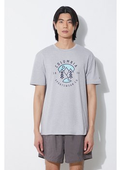 Columbia t-shirt bawełniany Rapid Ridge męski kolor szary z nadrukiem 1888813 ze sklepu PRM w kategorii T-shirty męskie - zdjęcie 171011712