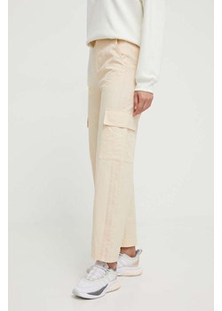adidas Originals spodnie bawełniane kolor beżowy proste high waist IU2695 ze sklepu PRM w kategorii Spodnie damskie - zdjęcie 171011924