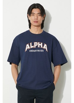 Alpha Industries t-shirt bawełniany College męski kolor granatowy z nadrukiem 146501 ze sklepu PRM w kategorii T-shirty męskie - zdjęcie 171011964