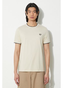 Fred Perry t-shirt bawełniany Twin Tipped T-Shirt męski kolor beżowy gładki M1588.U87 ze sklepu PRM w kategorii T-shirty męskie - zdjęcie 171012002