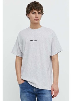 Volcom t-shirt bawełniany męski kolor szary z aplikacją ze sklepu ANSWEAR.com w kategorii T-shirty męskie - zdjęcie 171013320
