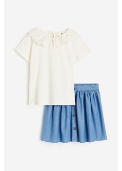 H & M - Bawełniany komplet 2-częściowy - Biały ze sklepu H&M w kategorii Komplety dziewczęce - zdjęcie 171013700