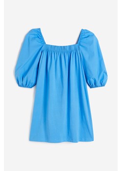 H & M - Bawełniana sukienka z bufiastym rękawem - Niebieski ze sklepu H&M w kategorii Sukienki - zdjęcie 171013791