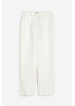 H & M - Eleganckie spodnie z domieszką lnu - Biały ze sklepu H&M w kategorii Spodnie dziewczęce - zdjęcie 171013801
