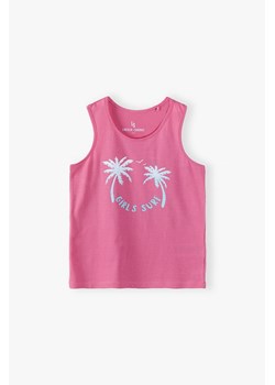 Bawełniany T-shirt bez rękawów z miękką grafiką dla dziewczynki - różowy ze sklepu 5.10.15 w kategorii Bluzki dziewczęce - zdjęcie 171014361