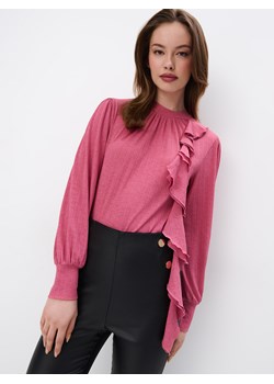 Mohito - Różowa bluzka z falbaną - różowy ze sklepu Mohito w kategorii Bluzki damskie - zdjęcie 171015074