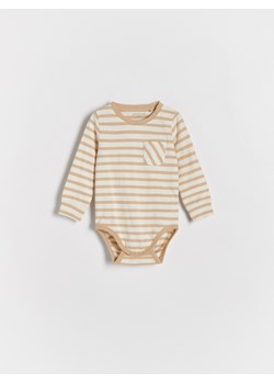 Reserved - Bawełniane body w paski - beżowy ze sklepu Reserved w kategorii Body niemowlęce - zdjęcie 171016921
