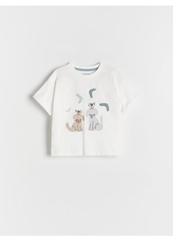 Reserved - T-shirt oversize z nadrukiem - złamana biel ze sklepu Reserved w kategorii Koszulki niemowlęce - zdjęcie 171016962