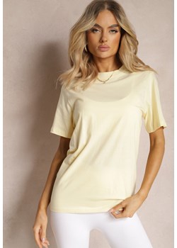 Jasnożółta Bawełniana Koszulka z Krótkim Rękawem Anemila ze sklepu Renee odzież w kategorii Bluzki damskie - zdjęcie 171018051