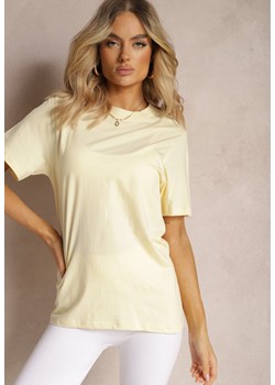 Jasnożółta Bawełniana Koszulka z Krótkim Rękawem Anemila ze sklepu Renee odzież w kategorii Bluzki damskie - zdjęcie 171018053