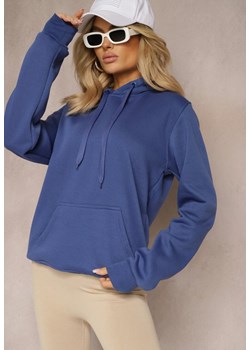 Granatowa Klasyczna Bluza z Kapturem ze Ściągaczem Mozartia ze sklepu Renee odzież w kategorii Bluzy damskie - zdjęcie 171018101