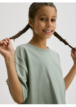 Reserved - Bawełniany t-shirt - oliwkowy ze sklepu Reserved w kategorii Bluzki dziewczęce - zdjęcie 171018913
