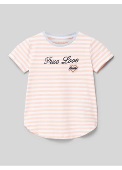 T-shirt ze wzorem w paski i haftem ze sklepu Peek&Cloppenburg  w kategorii Bluzki dziewczęce - zdjęcie 171020750