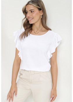 Biała Elegancka Bluzka z Falbankami przy Rękawach Marinera ze sklepu Born2be Odzież w kategorii Bluzki damskie - zdjęcie 171024440