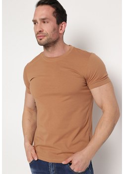 Brązowa Koszulka z Krótkim Rękawem i Okrągłym Dekoltem Agrip ze sklepu Born2be Odzież w kategorii T-shirty męskie - zdjęcie 171029133